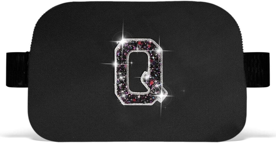 Graduation Gifts for Teens Kids Daughter Sister Her - Birthday Gifts for 3 4 5 6 7 8 9 10 11 12 13 Year Old Girls,Fanny Pack Crossbody Bag Belt Bag Cute Trendy Stuff | Black,Initial Q