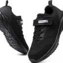 Kids Athletic Tennis Shoes, Lightweight Running Sneakers, Non-Slip Sport Shoes, Boys Girls (1.5 Big Kid, Black)