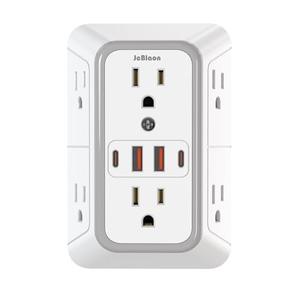 JcBlaon Outlet Extender Surge Protector - 6 Outlet Splitter with 4 USB Ports (2 USB C), Multiple Plug Expander Wall Charger, 3 Sided Multi Plug Wall Adapter Power Strip for Home Office Kitchen Travel