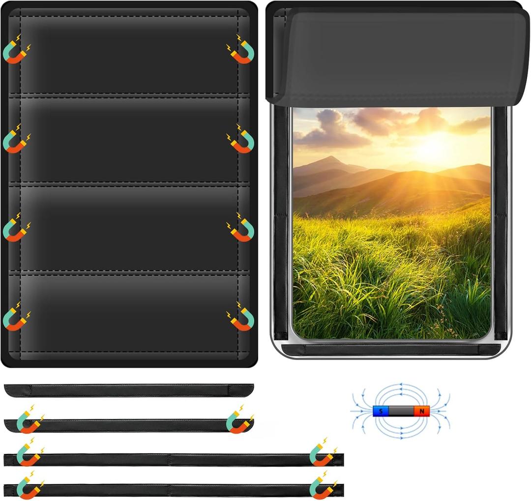 RV Door Window Shade Cover - Magnetic RV Blackout Window Cover with UV Protection and Privacy Features (25 * 16 in) Foldable Magnet Design, Waterproof Fabric