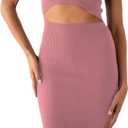 PRETTYGARDEN Women's Summer Midi Bodycon Dresses Casual Crew Neck Side Slit Sleeveless Knit Cut Out Tank Top Dress (Pink, XL)