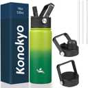 18 oz Insulated Water Bottle Stainless Steel Sport Bottles with 3 Lids,Bamboo Grove