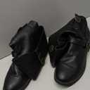 DUNHAO COS Men's Faux Leather Medieval Boots Viking Pirate Costume Boots Renaissance Faire Cosplay Shoes (9.5-10, Black)