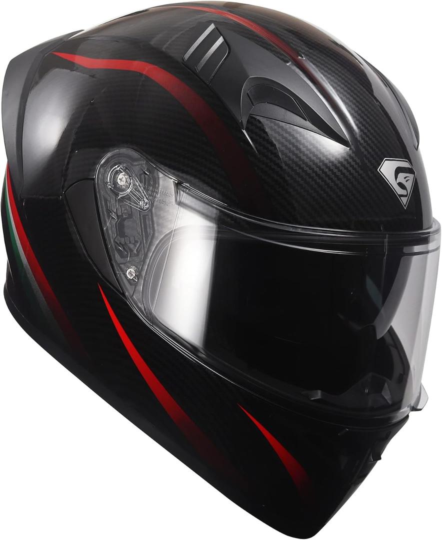 KYPARA Full Face Motorcycle Helmet with Internal Tinted Visor & DOT Approved for Moped ATV Cruiser Scooter (Bright Red, Large)