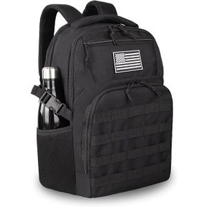 Military Tactical Backpack for Travel Hiking,Black Backpack for Men with Bottle Holder, 30L Small Laptop Backpack for Work, Men's Assault Bag Back Pack