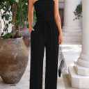 PRETTYGARDEN Womens Summer Outfits 2 Piece Sets Casual Ribbed Knit Crop Tube Top Wide Leg Pants Spring Matching Lounge Set (Black, XL)