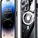 SPIDERCASE Magnetic for iPhone 14 Pro Case Waterproof,Built-in Screen & Camera Lens Protector[IP68 Underwater] [Military Grade Shockproof] Full Body Protection Phone Case,Black/Clear