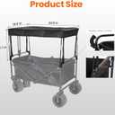Removable Wagon Canopy Attachment with Rods Foldable Sun Shade Cover for Collapsible Beach Utility Push Pull Cart, Outdoor Picnic Trolley (Black)