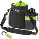 SlowTon Dog Treat Pouch - 4 Ways to Wear Dog Treat Bag with 2-in-1 Whistle Clicker, Adjustable Waist Belt, Metal Clip, Water Bottle Holder, Built-in Poop Bag Dispenser for Pet Training(Green)