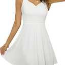 Missufe Women's Sleeveless Sweetheart A-line Swing Party Cocktail Mini Dress, L