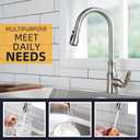 Angle Simple Kitchen Faucet Head Replacement, G 1/2 or 13/16 Inch Male Thread Connector, Tested to NSF/ANSI/CAN 61 & 372, Sink Faucet Sprayer Attachment, Stream Spray and Pause Mode, Brushed Nickel