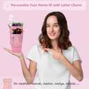 Initial A-Z Carrier Bag for Stanley 40 oz Tumbler, Stanley Cup Holder with Strap - Spill Stopper - Letter Charm (Princess Pink)