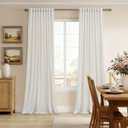100% Blackout Ivory Off White polyester Velvet Curtains 96 inch Long for Living Room,Set of 2 Panels Liner Rod Pocket Back Tab Thermal Window Drapes Room Darkening Heavy Decorative Curtain for Bedroom