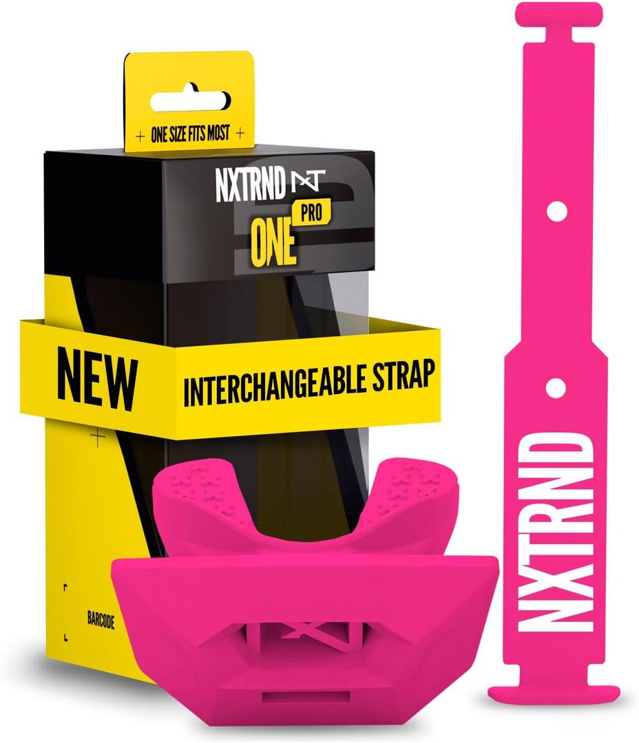 Nxtrnd One Pro Football Mouth Guard, Interchangeable Strap, Fits Adult & Youth (Pink)