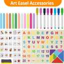 Kids Wooden Easel with Abacus, Double Sided Magnetic Drawing Board Dry Erase Whiteboard & Chalkboard Foldable Easel for Toddlers 2-4 Years Painting Easel Kids 3-6, 34" x 17.3" x 16.3"