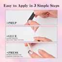 7 x French Tip Press on Nails, Short Square Medium Fake Nails with Nail Glue, Reusable Soft Gel Stick On Nails for Women Girls Gift, 24PC Cute Heart Pattern Glue On Nails Kit