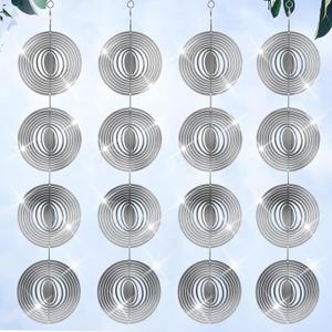 Stainless Steel Bird Deterrents for Outside Patio, Reflective 3D Bird Scare Devices Wind Spinners Outdoor Decor, Woodpecker Deterrent Bird Reflectors to Keep Pigeon Crow Away House Yard Window, Round
