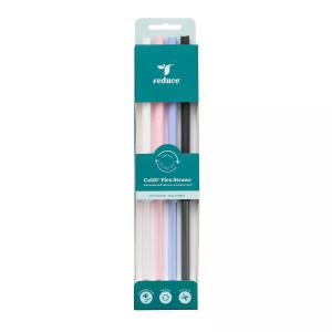 Reduce 4pk Silicone/Tritan Combo Replacement Flexi Straws XL: Reusable Tumbler Straw Set, Dishwasher-Safe