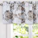 DriftAway Watercolor Floral Botanical Lined Thermal Insulated Window Curtain Valance Rod Pocket 52 Inch by 14 Inch Plus 2 Inch Header Beige 1 Pack