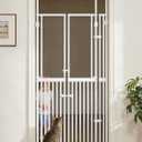 74.8"-90.5" Tall Cat Gate, 33.8"-38.2" Width Pet Gate with Auto-Close Double Door and Clear View Panel, No Drilling Pressure Mount for Doorway Indoor Stairs Hallway