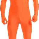 ATHX Men's and Women's Spandex Open Face Bodysuit Costume Adult Stretchy Halloween Cosplay Body Suit Zentai Suit Outfits (Small, Orange)
