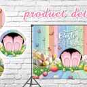 Easter Bunny Backdrop Colourful Wood Eggs Rabbit Butterfly Floral Spring Photography Background Adult Kids Baby Shower Birthday Party Decoration Easter Banner Photo Props (7x5FT)