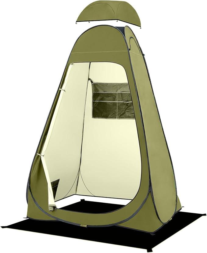 BRIAN & DANY Pop Up Shower Tent, Portable Changing Tent with Rain Shelter & Windows, Privacy Tent for Camping, Toilet or Bathroom, UPF 50+ & Waterproof, 47.2" x 47.2" x 74.8", Olive Green