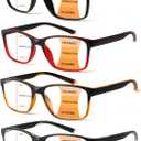 4 Pack Progressive Multifocus Reading Glasses Blue Light Blocking Readers for Men Women with Spring Hinge, +1.25