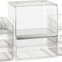 Makeup Organizer for Vanity With Lid, Stackable Cosmetics Organizer and Storage,Dustproof Clear Acrylic Makeup Organizer (Large + Drawer box + Lipstick Organizer) (Upgraded version)