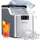 ecozy Ice Cube Makers Countertop, 45 lbs Per Day Portable Ice Machine, 24 Cubes Ready in 13 Mins, Self-Cleaning Function, Perfect for Home Kitchen Bar Office, Stainless Steel (Silver)
