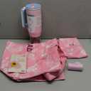 Insulated Tumbler with Foldable Handle & Detachable Snack Box - 23oz Stainless Steel Travel Mug with Straw Lid,Leak-Proof Design for Travel,Gym.Bonus for mom tote bag and lipstick holder as gifts (pink)