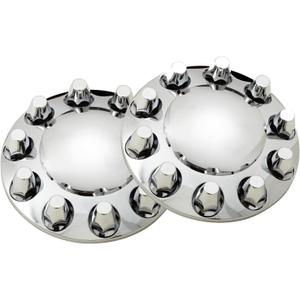 2 Sets of Chrome ABS Front Axle Cover with 33mm Screw-in Nut Cover for Semi Truck