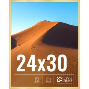 LaVie Home 24x30 Picture Frame for Wall Display, 24x30 Gold Picture Frame with HD Plexiglas, 24 x 30 Poster Frame 1 Pack, Display Frame for Vertical or Horizontal, Classic Collection