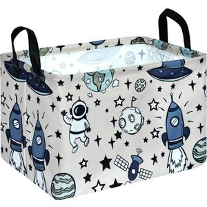 Rec Spaceman Print Box Hamper Storage Basket Collapsible Organizer Bin Gift Shelf Baskets for Home and Kitchen Storage