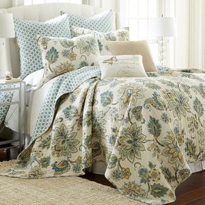 Levtex Home - Grey Palladium Quilt Set - King/Cal King Quilt 106x92in. + Two King Pillow Shams 36x20in. - Paisley - Green, Yellow, Grey, Blue, and White - Reversible - Cotton Fabric