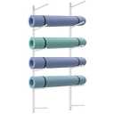 Retyion Yoga Mat Holder Wall Mount Yoga Mat Storage Holder Yoga Mat Organizer Skateboard Wall Mount for Foam Rollers Skateboard Ski Board (White)