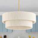 20”Hand Woven Rattan Chandelier,Boho Drum Pendant Light Fixture, D20 inchs