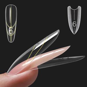 240Pcs Sandwich Dual Nails Forms,Nail Mold for DIY Quick Nails Extension, 15 Sizes Clear Plastic Form for Salon Manicures at HomeZM-W557-Almond Round