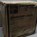 Medline Basic Steel Transport Chair - Full-Length Arms, Swing-Away Footrests, 12" Wheels - Gray/Burgundy - Durable & Convenient Mobility Aid (Red)