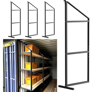 Shipping Container Shelf Brackets, Pack of 4, 3 Tier Shipping Container Shelving, 52" x 19", Heavy Duty Shipping Container Shelves with Powder Coated, High Load Capacity for Storage Optimization