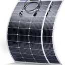 Topunive 2PCS 100W 12V Flexible Solar Panel 9BB Monocrystalline Cell 12 Volt Semi-Flexible for Marine RV Trailer Boat Cabin Van Car Uneven Surfaces 12V 24V Battery Charge