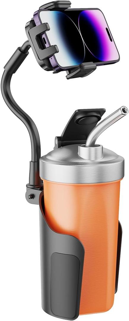 Cup Holder Phone Mount for Car, Universal 360 Adjustable Gooseneck Cell Phone Cup Holder Expander for Car Truck Compatible with iPhone Samsung & All Smartphones