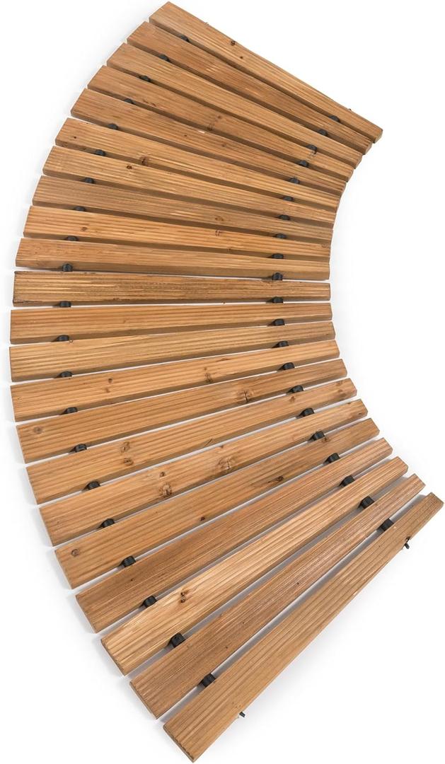 Plow & Hearth 4' Curved Outdoor Wooden Pathway | 18" Wide Rollout Outdoor Garden Walkway | Weather-Resistant Hardwood Cedar Board Walkway Landscape Edging | Decorative Lawn Patio Wedding Party