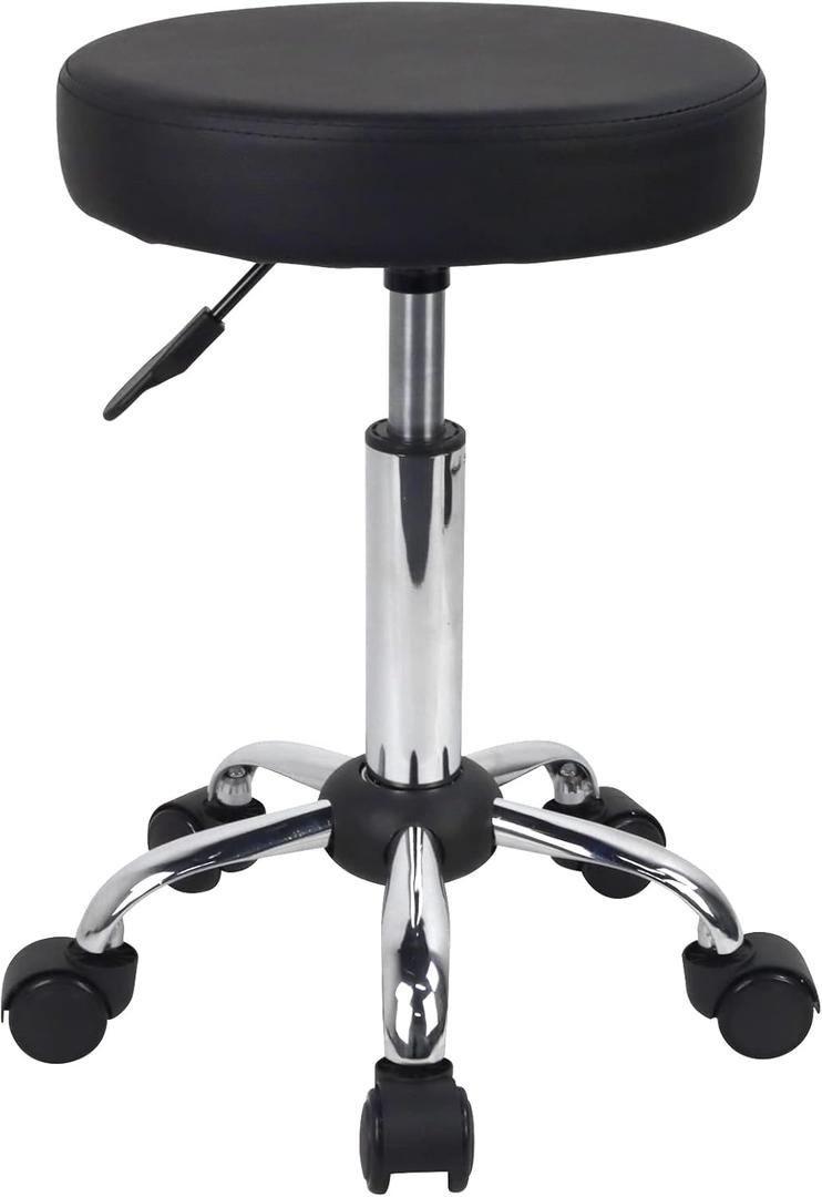 FURWOO Adjustable Salon Chair Small Rolling Stool with Wheels for Spa Salon Massage Home Office Black