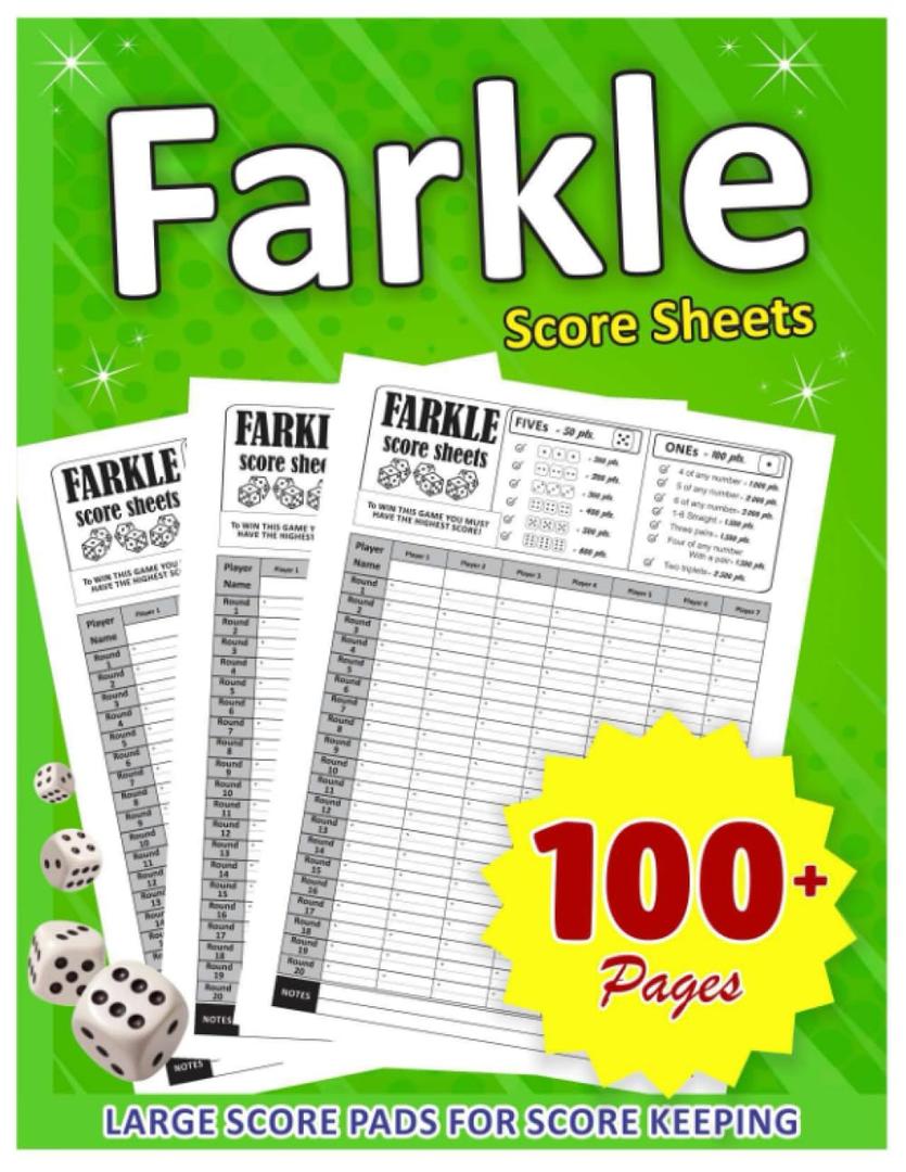 Farkle Score Sheets: Large Print Score Pads, (8.5 x 11 Inches ) 100+ Pages