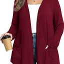 Women's Plus Size Lightweight Long Sleeve Casual Soft Open Front Cardigan 2026 Summer Cover ups with Pockets (Red, XXXL)