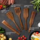 KLYRO 5 PCS Wooden Spatula Set, Natural Teak Wooden Spoons for Cooking, Nonstick Cookware Safe Kitchen Utensils Set, Durable & Elegant Cooking Utensils Gift Set