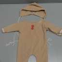 Newborn Baby Christmas Photo Props Outfit Infant Boy Girl Photoshoot Costume Red Stripe Jumpsuit With Xmas Hat (Khaki)