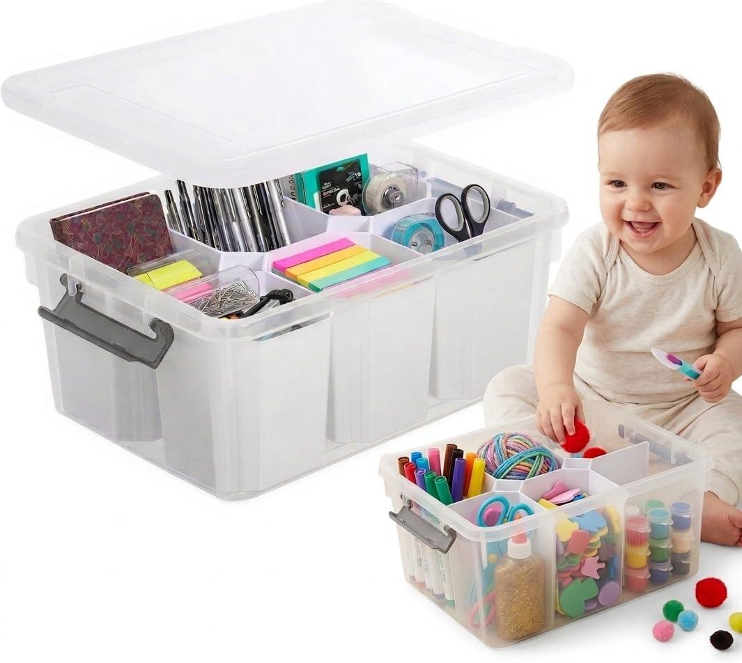 Trivon 17 QT Plastic Storage Bins Clear Storage Box with Lids Multipurpose Stackable Storage Containers for Organizing Tool, Craft, Crayon Clear Storage Bins with Lids