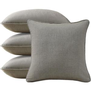 4 Pack Sunbrella Outdoor Water Repellent Throw Pillows 18x18 Inch with Insert, Decorative Square Patio Pillows for Home Garden Couch Balcony, Cast Shale